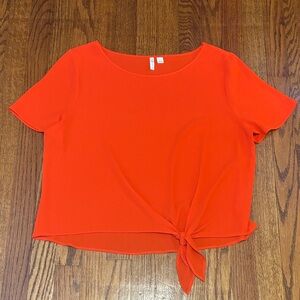 Red-Orange Tie-Front Top